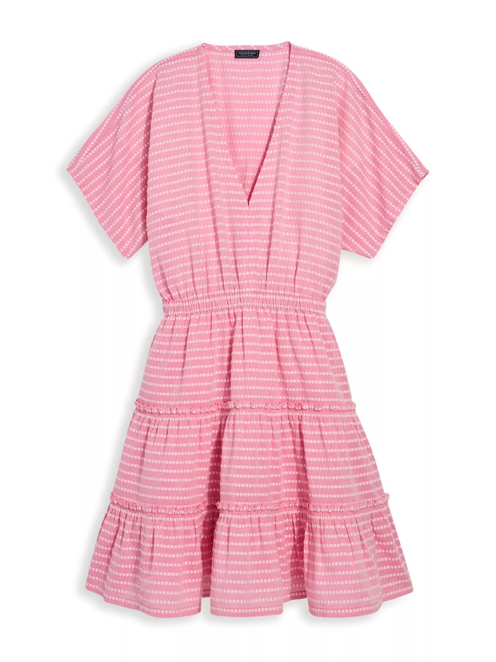 Vineyard Vines Pink Striped Tiered V-Neck Coverup